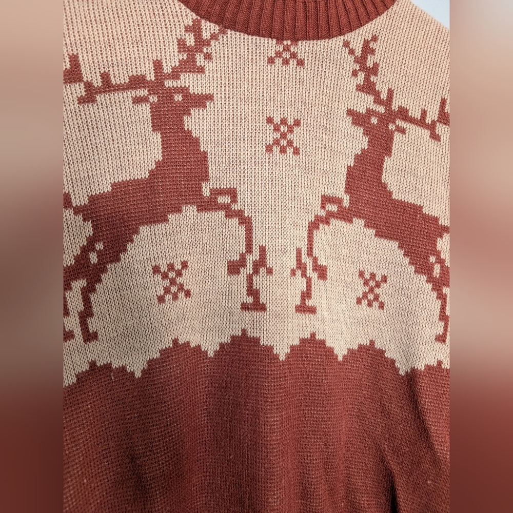 Vintage 1970's brown reindeer holiday sweater - Picture 2 of 4
